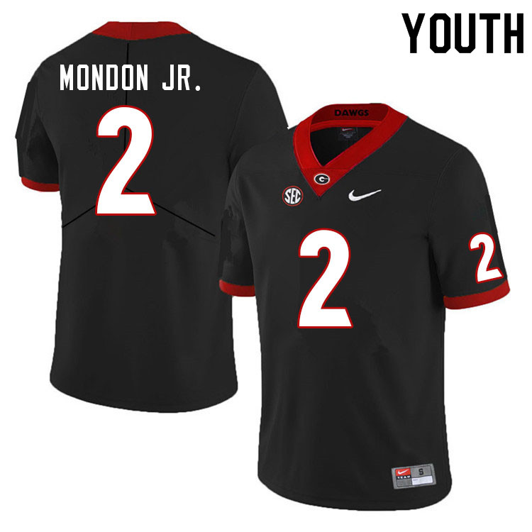 Georgia Bulldogs Youth Smael Mondon Jr. #2 Black Stitched College UGA Football Jersey 23YJ013DZ